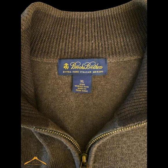 Brooks Brothers Sweater - XL, 1/4 Zip Neck, Brown, Merino Wool, EUC - Picture 4 of 6